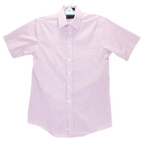 Stafford Performance Men's Pink The Super Shirt Size 15 Classic Fit Short Sleeve - Picture 1 of 7